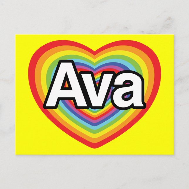 I Liebe Ava, Regenbogenherz Postkarte (Vorderseite)