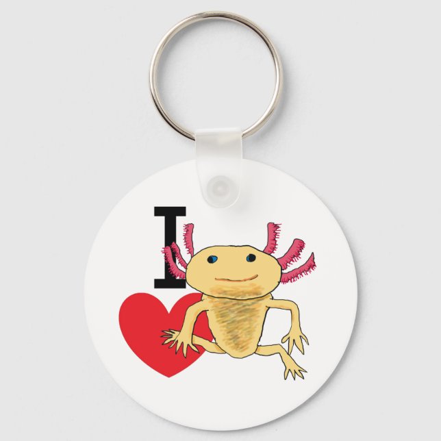 I Liebe Axolotls Schlüsselanhänger (Vorderseite)