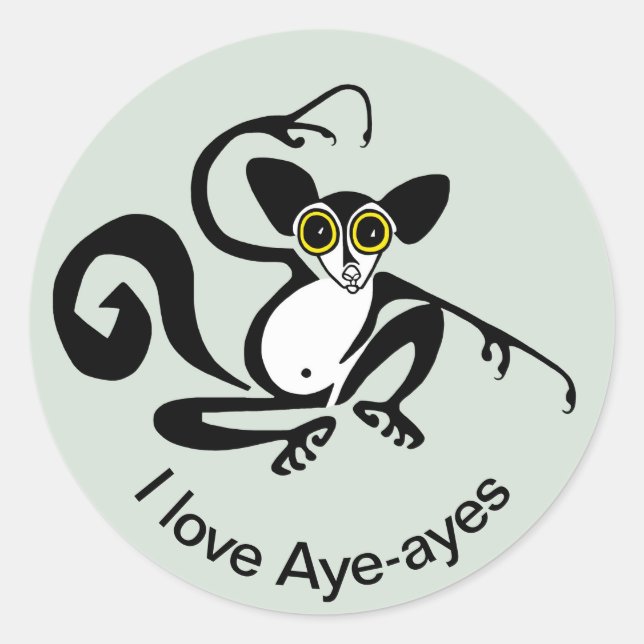 I Liebe AYE-AYES - Primat - Lemur - Madagaskar Runder Aufkleber (Vorderseite)