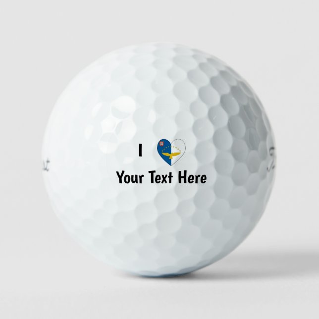 I Liebe (Azoren-Flaggenherz) Personalisiert Golfball (Vorderseite)