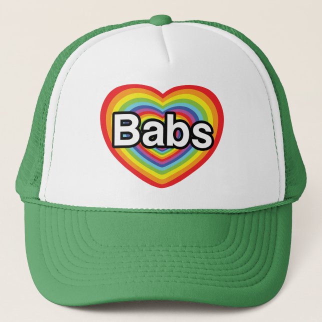 I Liebe Babs, Regenbogenherz Truckerkappe (Vorderseite)