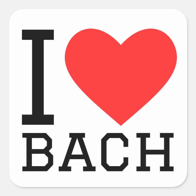 I Liebe Bach Quadratischer Aufkleber (Vorderseite)