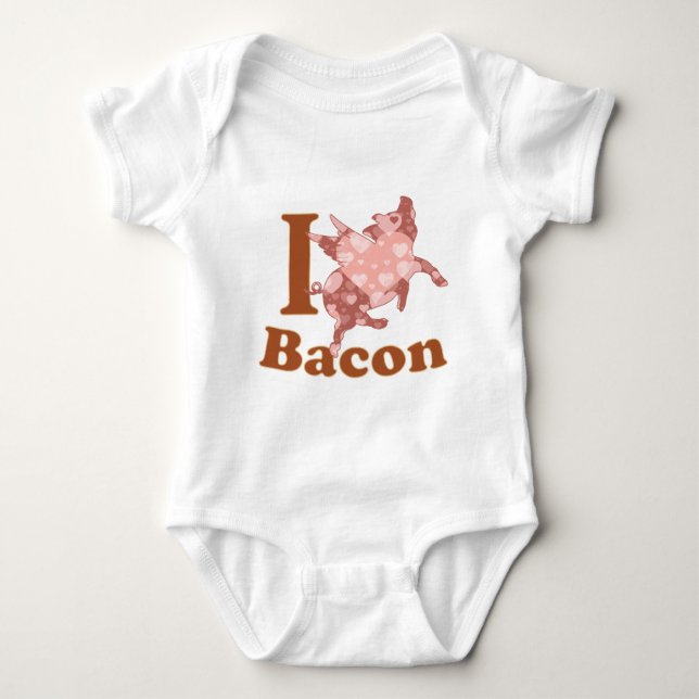 I LIEBE BACON Flugschwein Baby Strampler (Vorderseite)