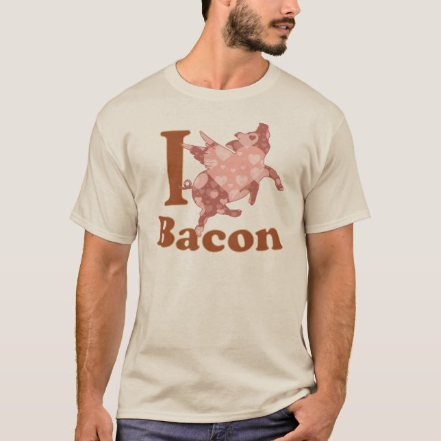 I LIEBE BACON Flugschwein T-Shirt (Vorderseite)