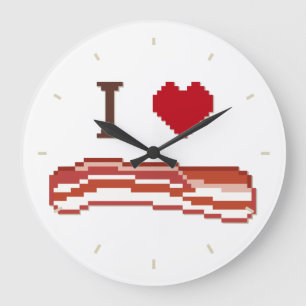 I Liebe Bacon Große Wanduhr