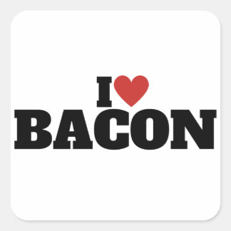 I Liebe Bacon Quadratischer Aufkleber