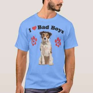 I LIEBE BAD BOYS Funny Male Fox Terrier Welpen Hun T-Shirt