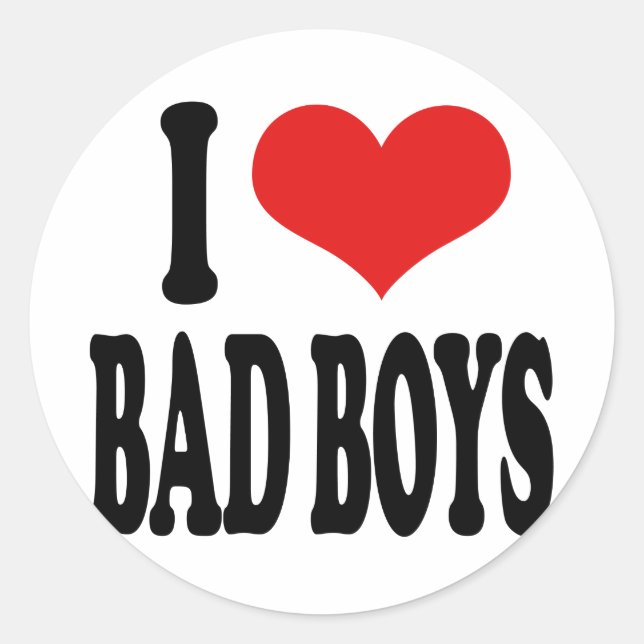 I Liebe Bad Boys Runder Aufkleber (Vorderseite)