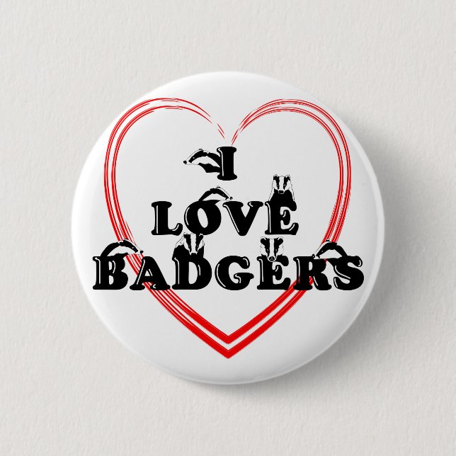 I Liebe Badgers Heart Button (Vorderseite)
