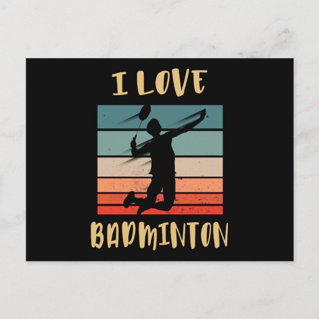 I Liebe Badminton Jump Smash Postcard Postkarte (Vorderseite)