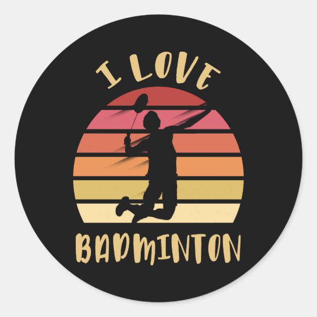 I Liebe Badminton Jump Smash Runder Aufkleber (Vorderseite)