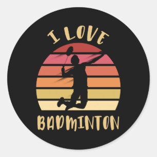 I Liebe Badminton Jump Smash Runder Aufkleber
