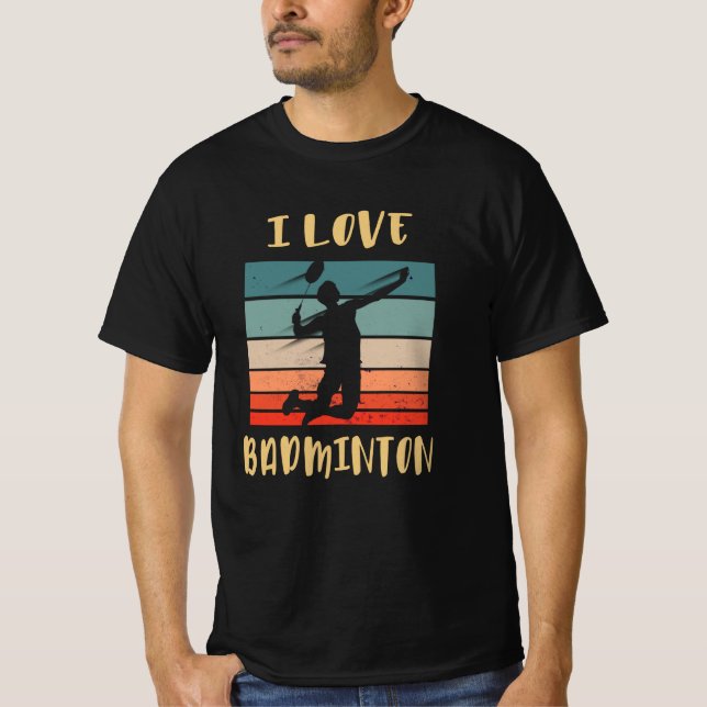 I Liebe Badminton Jump Smash T-Shirt (Vorderseite)