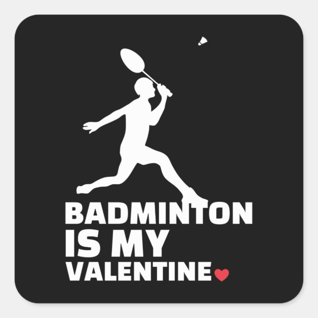  I Liebe badminton Stylish badminton Silhouette Quadratischer Aufkleber (Vorderseite)