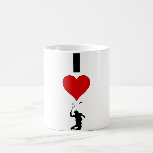 I Liebe-Badminton (vertikal) Tasse (Mittel)