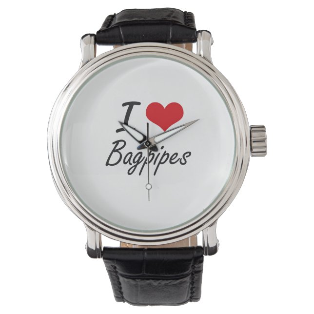 I Liebe Bagpipe Artistic Design Armbanduhr (Vorderseite)