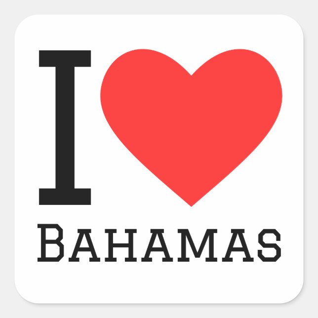 I Liebe Bahamas Quadratischer Aufkleber (Vorderseite)