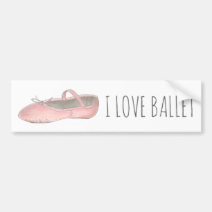 I Liebe Ballerina Pink Slipper Tanzlehrerin Autoaufkleber