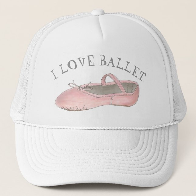 I Liebe Ballerina Pink Slipper Tanzlehrerin Truckerkappe (Vorderseite)