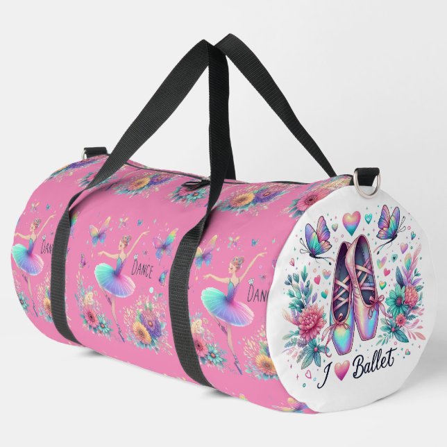 I Liebe Ballerina Tanz Kleine Duffel Tasche (Linke Ecke)
