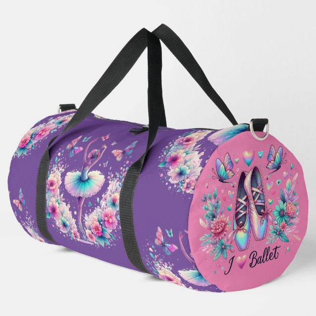 I Liebe Ballet Ballerina Tanz Große Duffel Tasche (Linke Ecke)