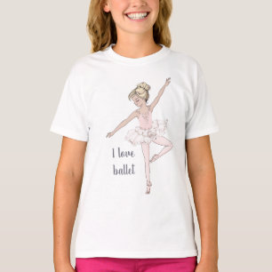I Liebe Ballet Glam Glitzer Pink Ballerina Tänzeri T-Shirt