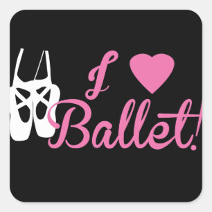 I Liebe Ballet Quadratischer Aufkleber