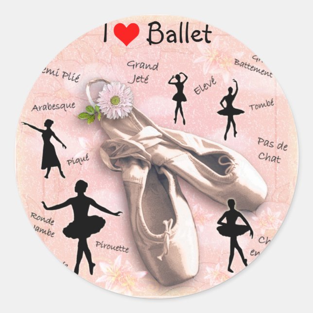 I Liebe Ballet Runder Aufkleber (Vorderseite)