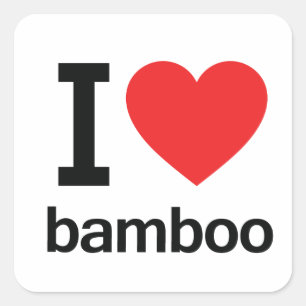 I Liebe Bamboo Quadratischer Aufkleber