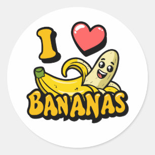 I Liebe Bananen Runder Aufkleber