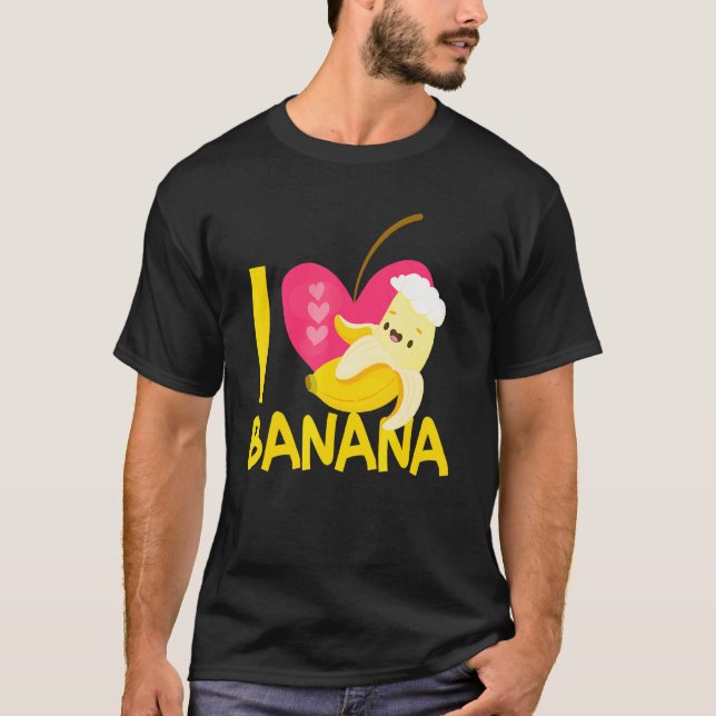 I Liebe Bananen Vegane Lebensmittel T-Shirt (Vorderseite)