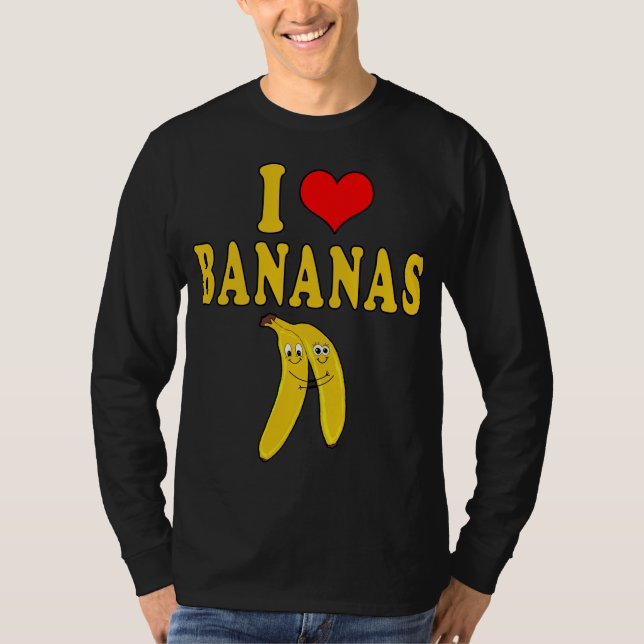 I Liebe Bananen Witziges Kostüm Vegan T-Shirt (Vorderseite)