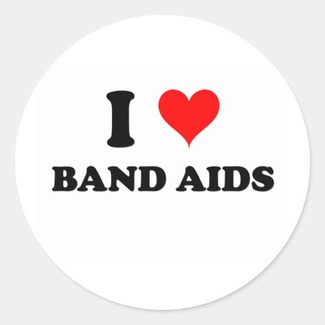 I Liebe Band Aids Runder Aufkleber (Vorderseite)