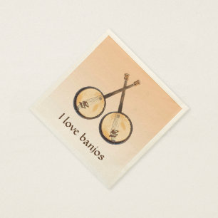 I Liebe-Banjo-Musik-Instrument-Papierservietten Serviette