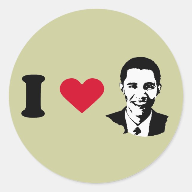 I Liebe Barack Obama T - Shirt Runder Aufkleber (Vorderseite)