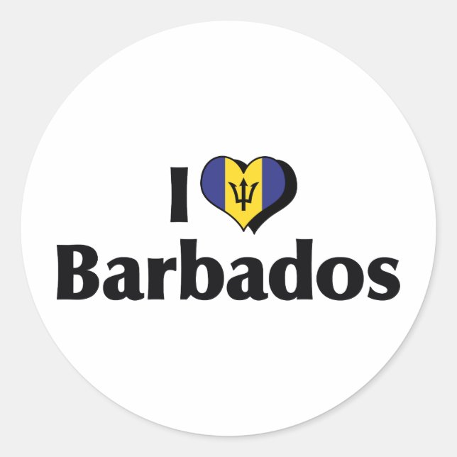 I Liebe Barbados Flag Runder Aufkleber (Vorderseite)