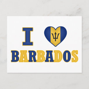 I Liebe Barbados Herzenflaggendesign Postkarte