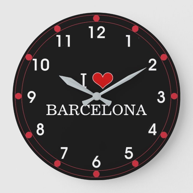 I Liebe Barcelona Große Wanduhr (Vorderseite)