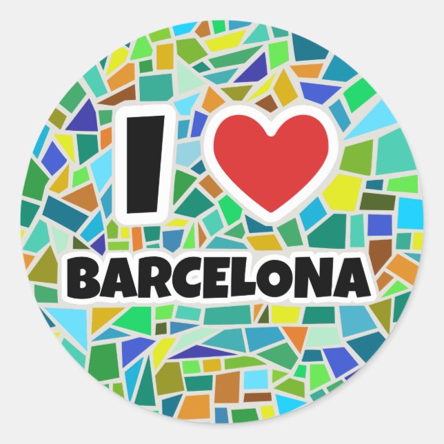 I Liebe Barcelona Runder Aufkleber (Vorderseite)