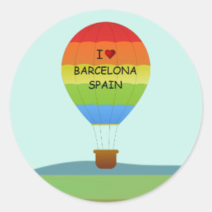 "I Liebe Barcelona, Spanien" Heißluftballon Runder Aufkleber