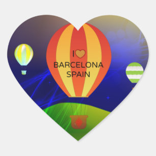 I Liebe Barcelona Spanien Hot Air Ballon Herz-Aufkleber