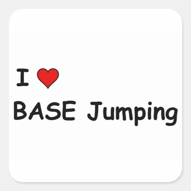 I Liebe BASE Jumping Quadratischer Aufkleber (Vorderseite)