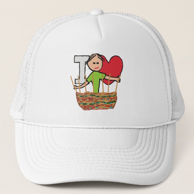 I Liebe Basket Weaving Truckerkappe (Vorderseite)