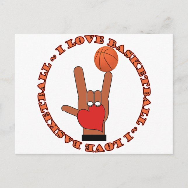 I LIEBE BASKETBALL ASL SIGN POSTKARTE (Vorderseite)
