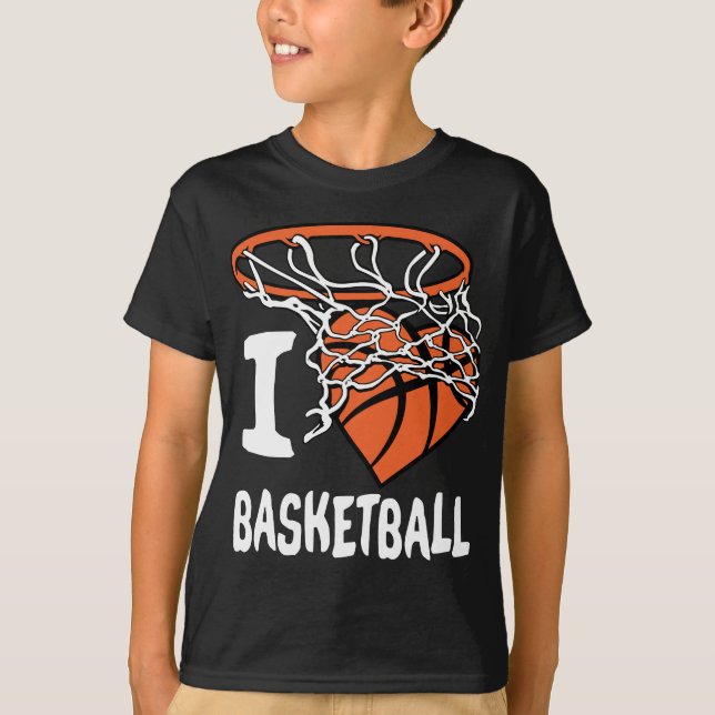 I Liebe Basketball Girl & Boys Youth Basketball Ho T-Shirt (Vorderseite)