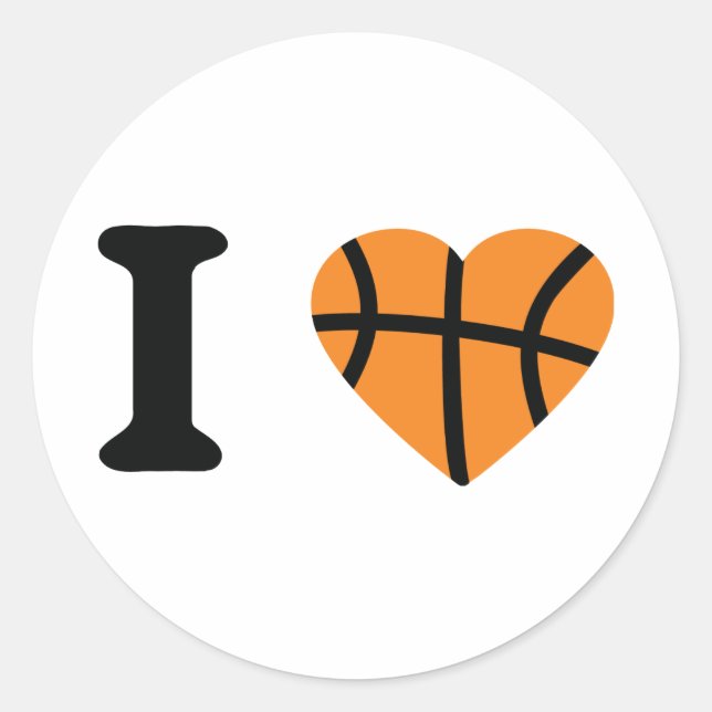 I Liebe Basketball Herz Runder Aufkleber (Vorderseite)