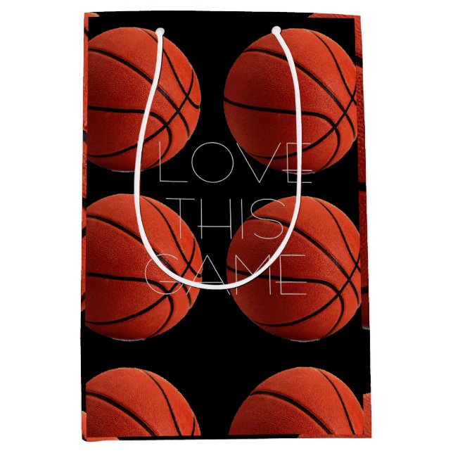 I Liebe Basketball Nah-up Mittlere Geschenktüte (Vorderseite)