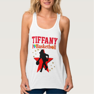 I LIEBE BASKETBALL RED PERSONALISIERT TANK TOP