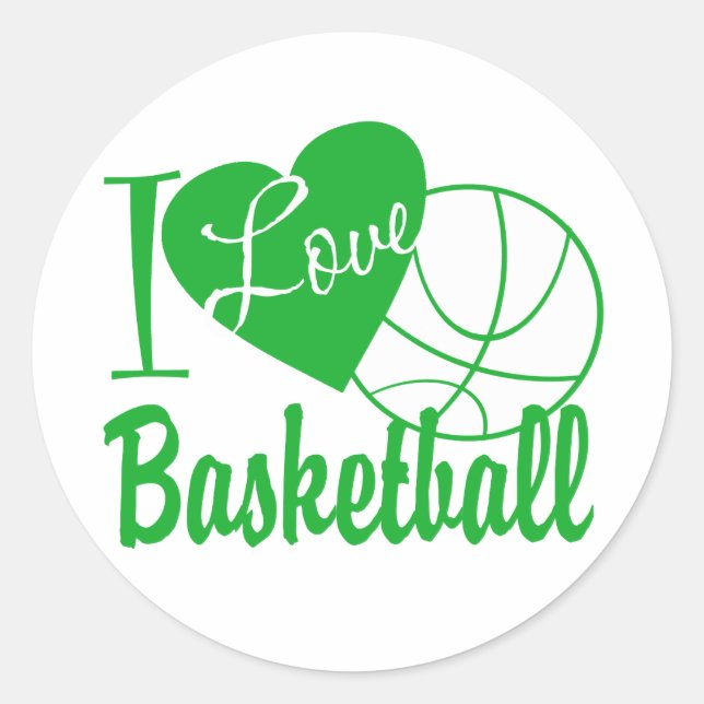 I Liebe Basketball Runder Aufkleber (Vorderseite)