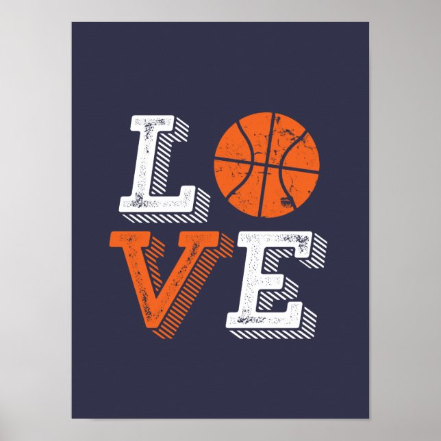I Liebe Basketball Sportspiele Fan Poster (Vorne)